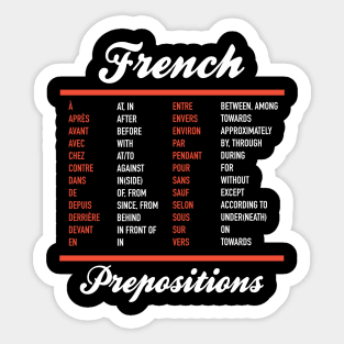 French Prepositions Sticker